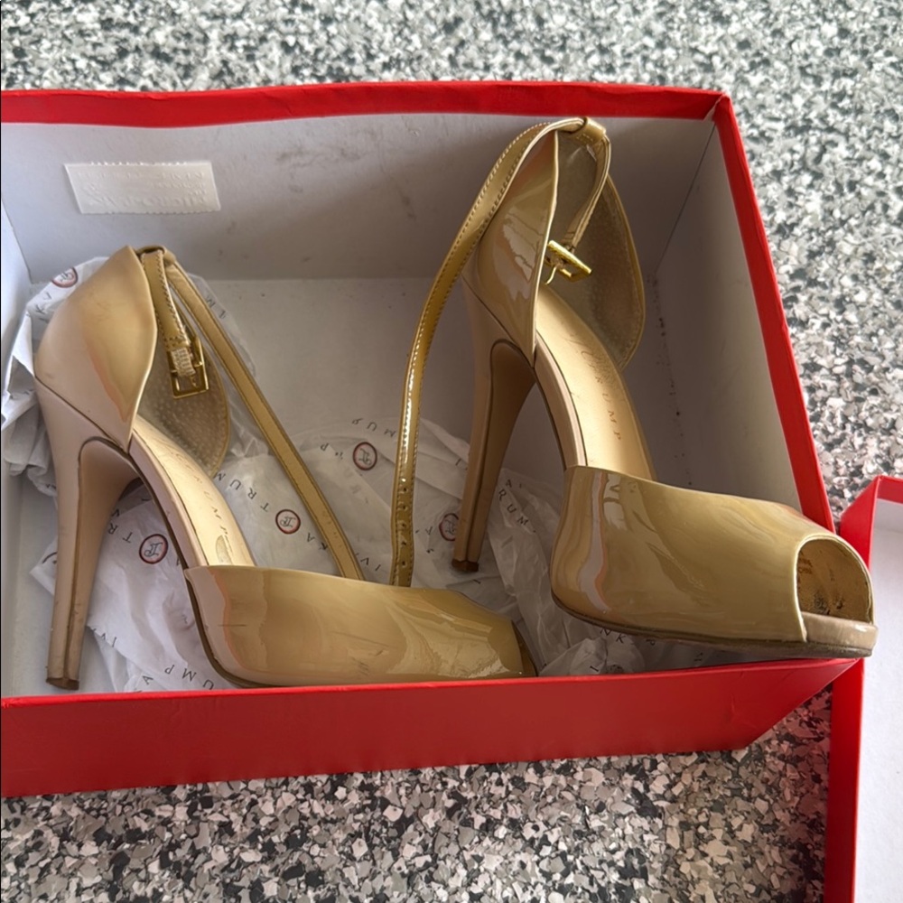 Ivanka Trump Tan Patent Leather Stiletto Heels